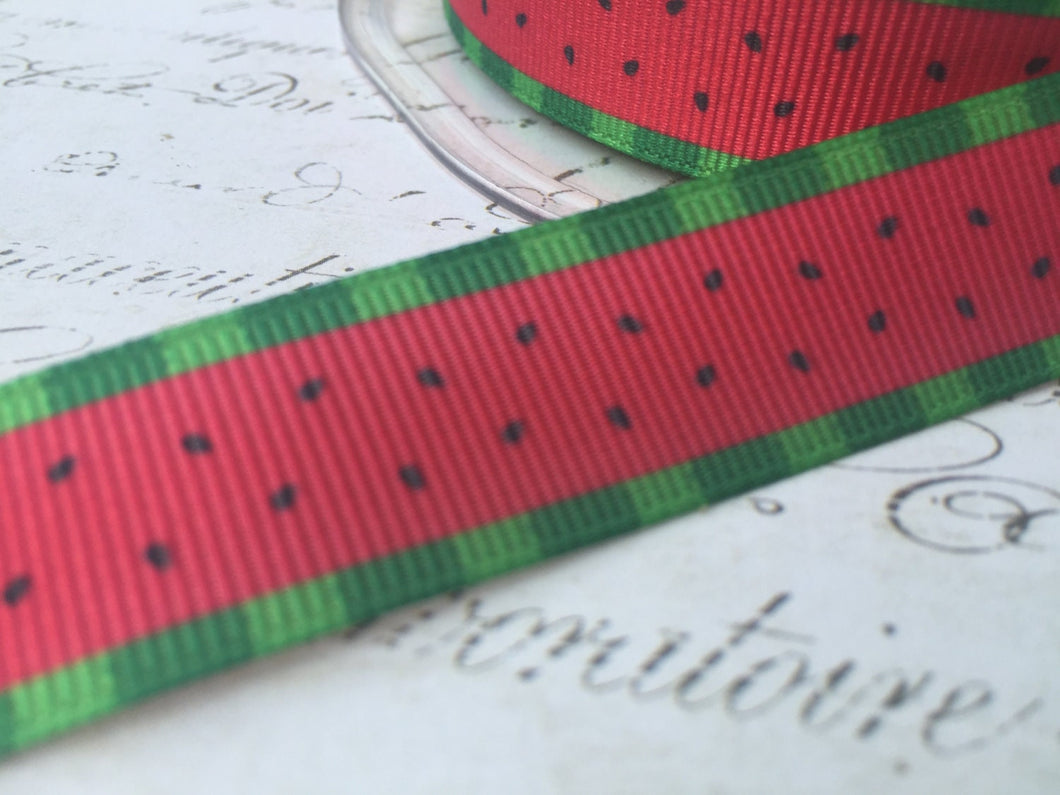 3/4 inch wide Summer Fun  Watermelon Grosgrain ribbon