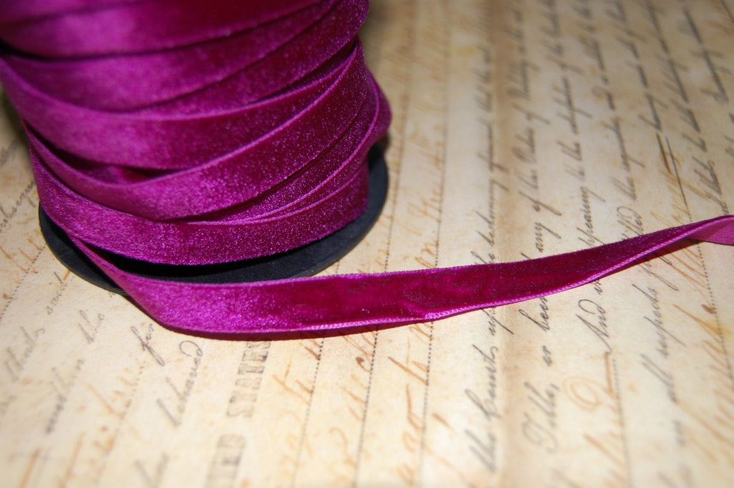 1/4 inch wide Aubergine violet Velvet Ribbon