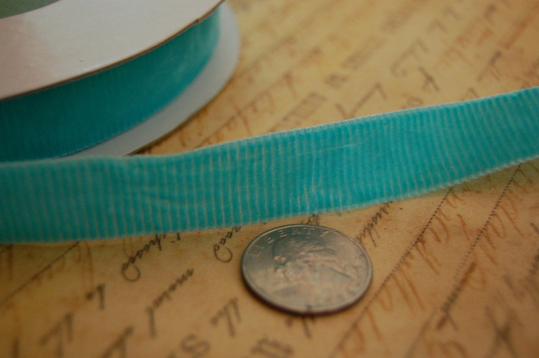 5/8 inch Aqua Corduroy Velvet Ribbon