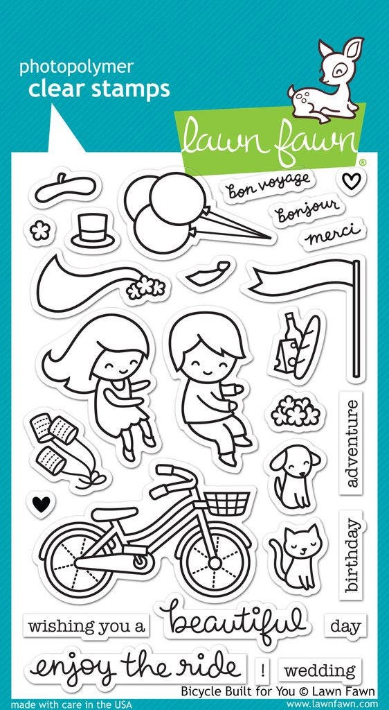 Lawn Fawn Clear Photopolymer Rubber Stamp Set Bicycle Built for You