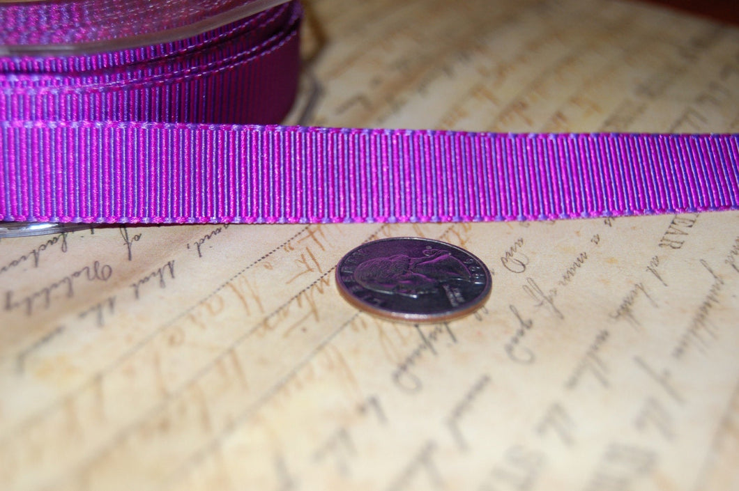 Violet Stripe Satin Grosgrain Ribbon 5/8 wide