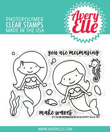 Avery Elle Clear Photopolymer Rubber Stamp Set - Mermaids