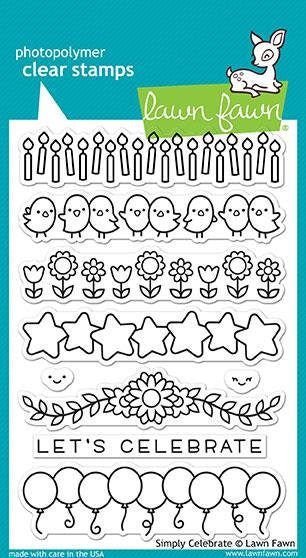 Lawn Fawn Clear Photopolymer Rubber Stamp set- simply celebrate