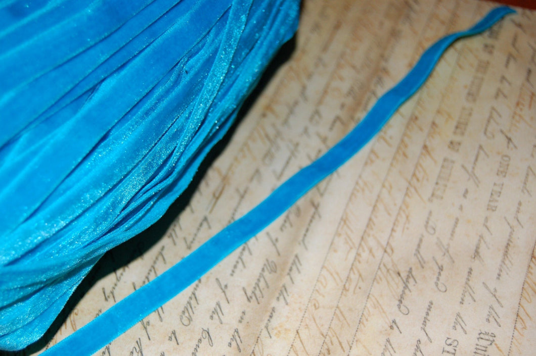 Gorgeous Turquoise Blue velvet ribbon 3/8 wide