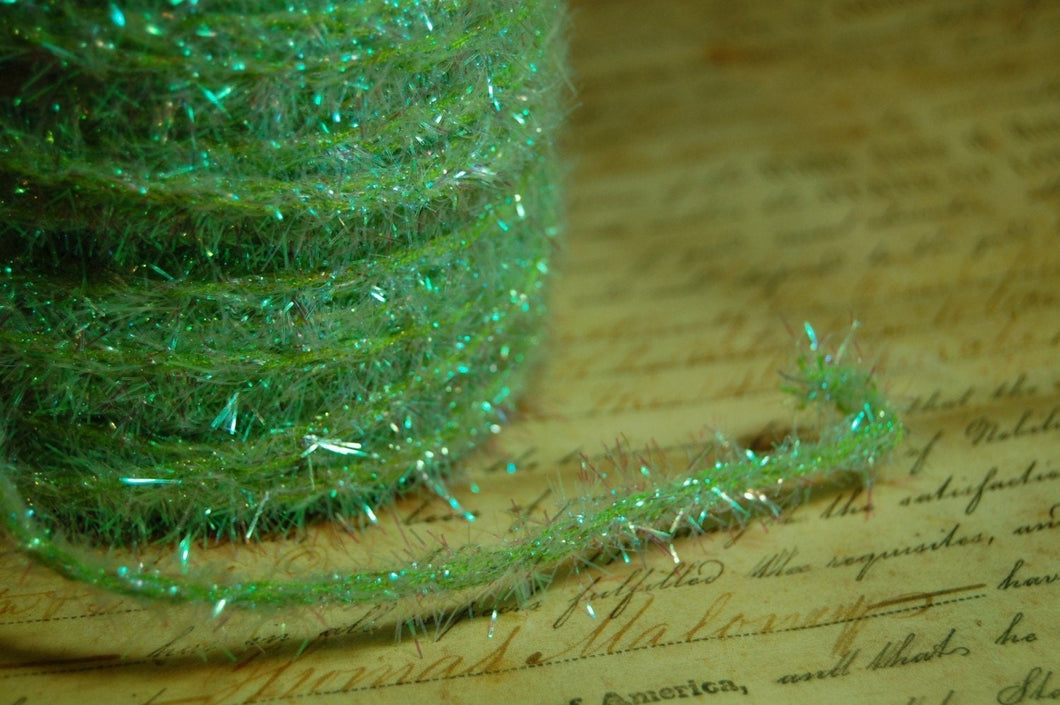Spring Green Sugared Vintage Style Wired Tinsel Roping Trim