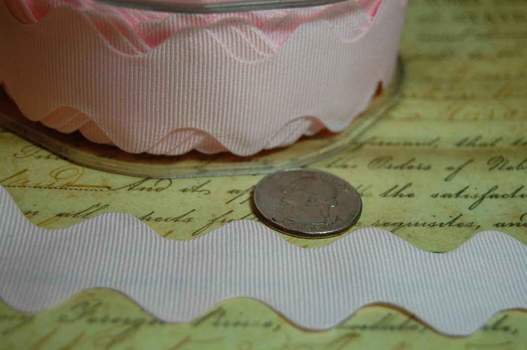 Baby Pink Grosgrain Ribbon Ric Rac 1 inch