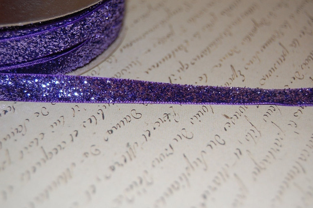 Sparkling Violet Metallic Velvet Ribbon