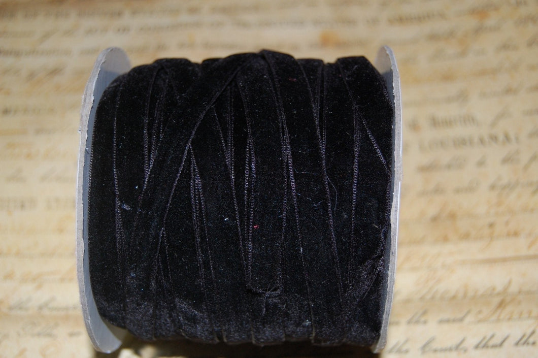 3/8 inch Raven Black Velvet Ribbon
