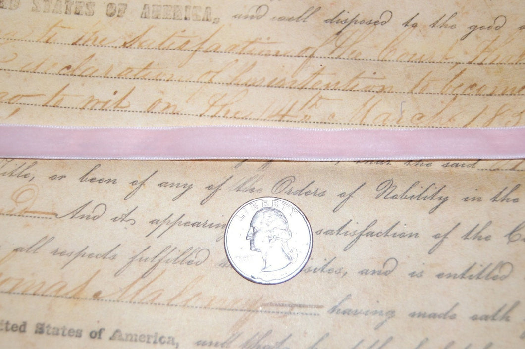 1/4 inch wide Sweet Baby Pink Velvet Ribbon