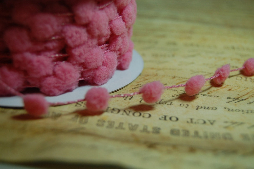 Bubblegum Pink Mini Wired Pom Pom Trim