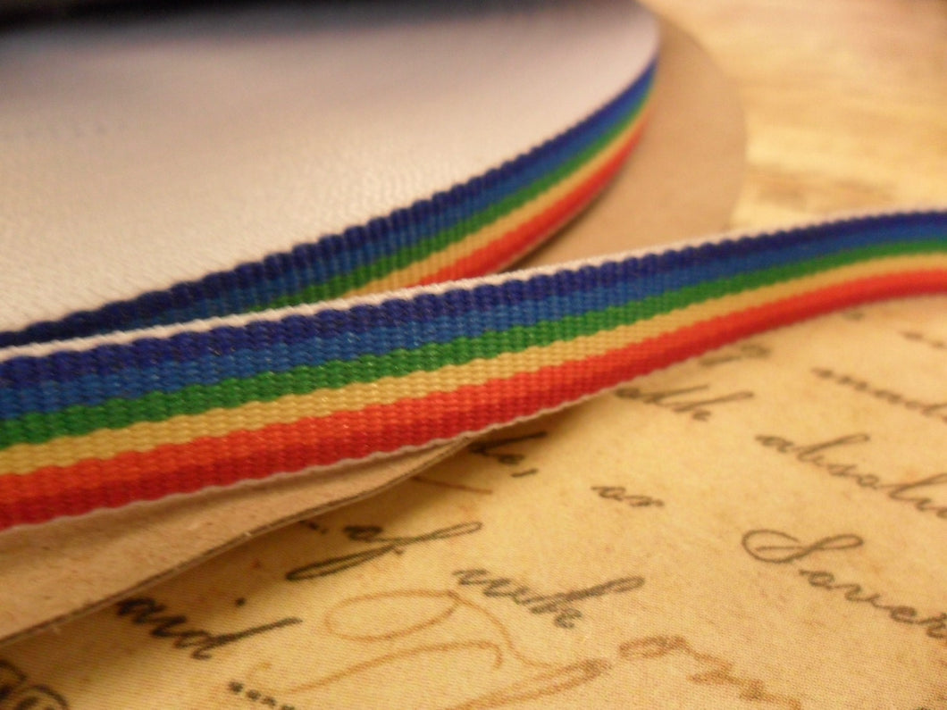 Retro Rainbow Grosgrain 3/8 inch double sided ribbon