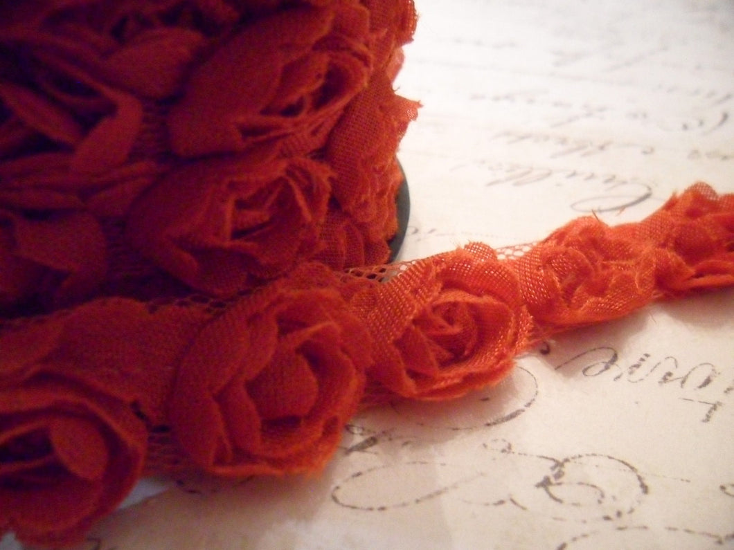 Sweet Petite Pumpkin Orange Organza Rose Ribbon