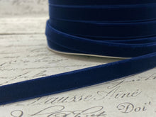 Load image into Gallery viewer, 3/8 inch Midnight Sky Blue Velvet Ribbon
