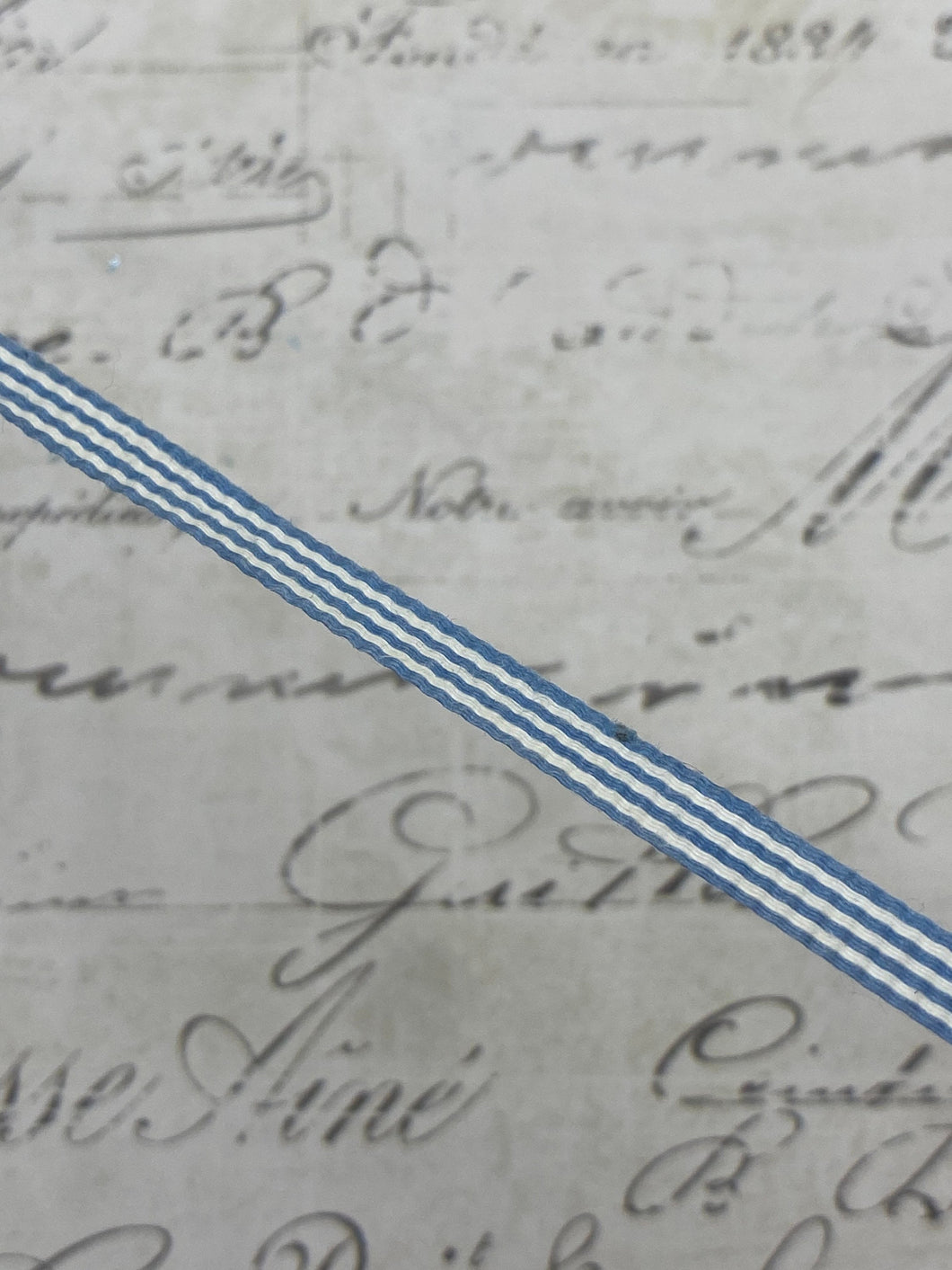 1/4 inch Vintage Blue Gingham Ribonette Ribbon