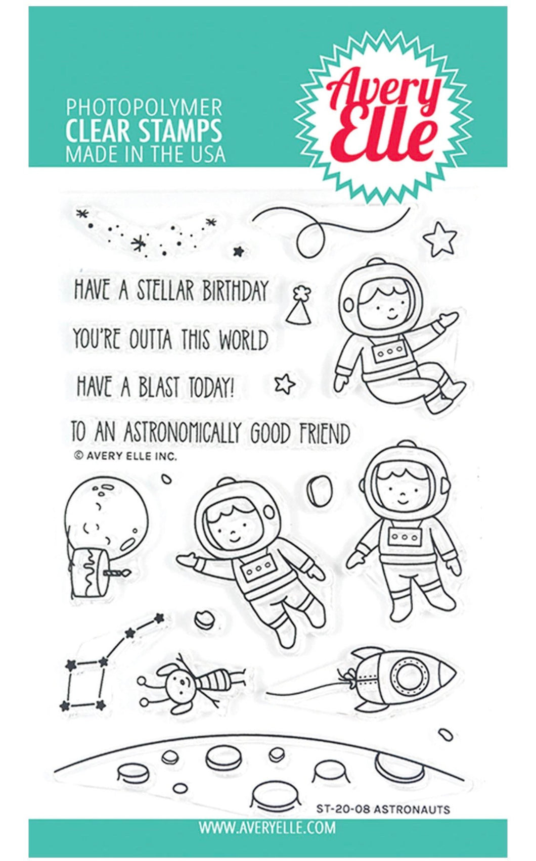 Avery Elle Clear Photopolymer Rubber Stamp Set - Astronaut