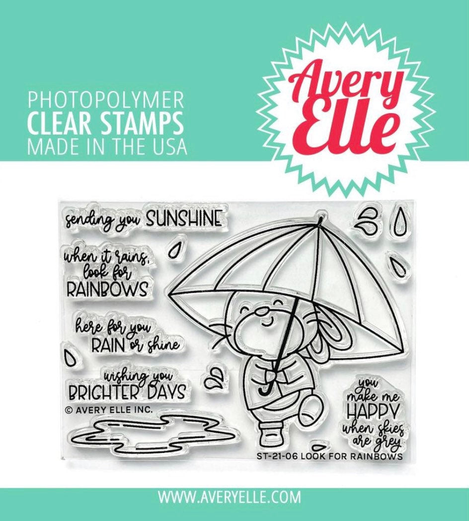 Avery Elle Clear Photopolymer Rubber Stamp Set - Look for Rainbows