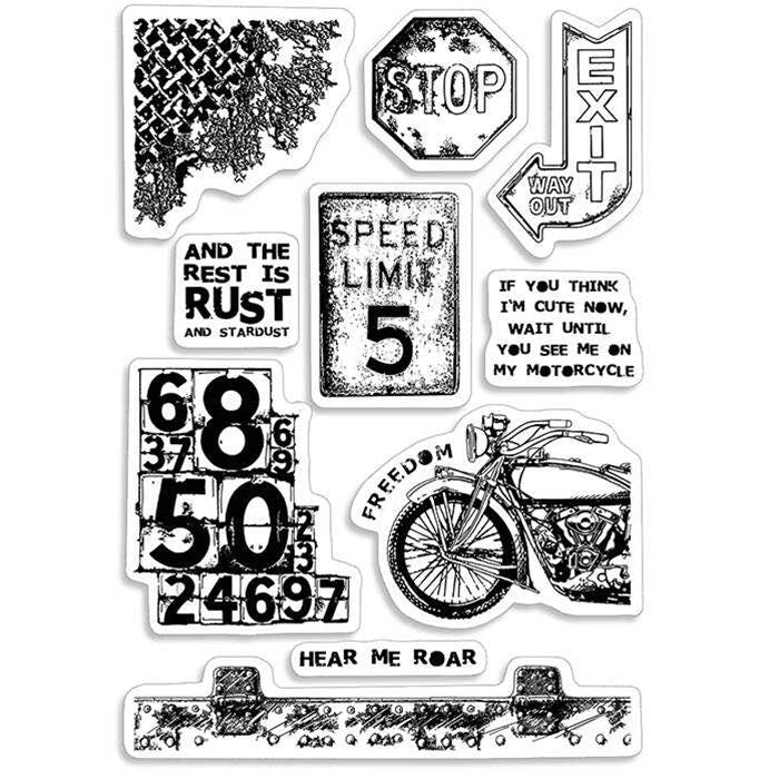 Cio Bella Paper Company Stamping Art Clear Rubber Stamp Set Collateral Rust Speed Limit