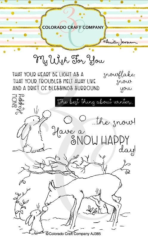 Colorado Craft Company Snow Happy Clear Rubber Cling Stamp Set