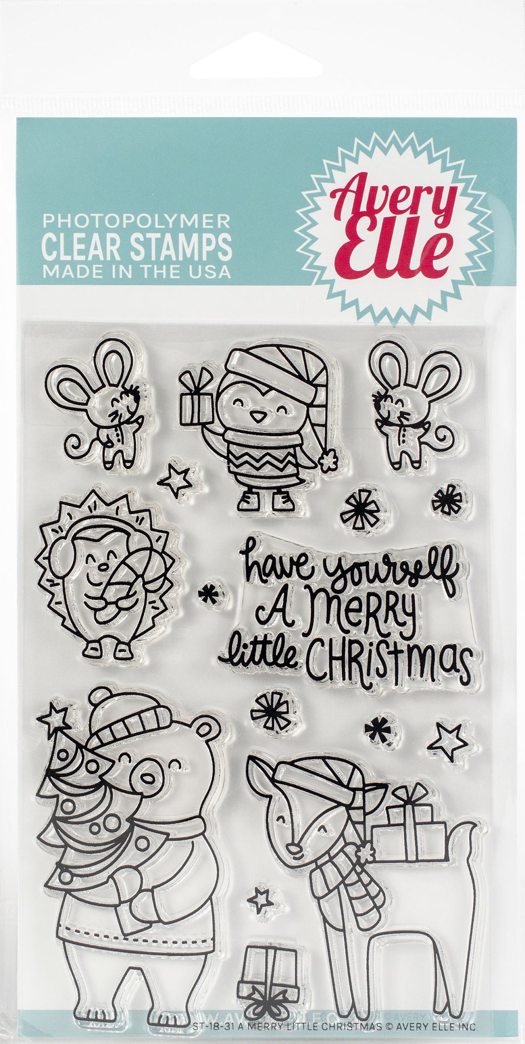 Avery Elle Clear Photopolymer Rubber Stamp Set- Merry Little Christmas