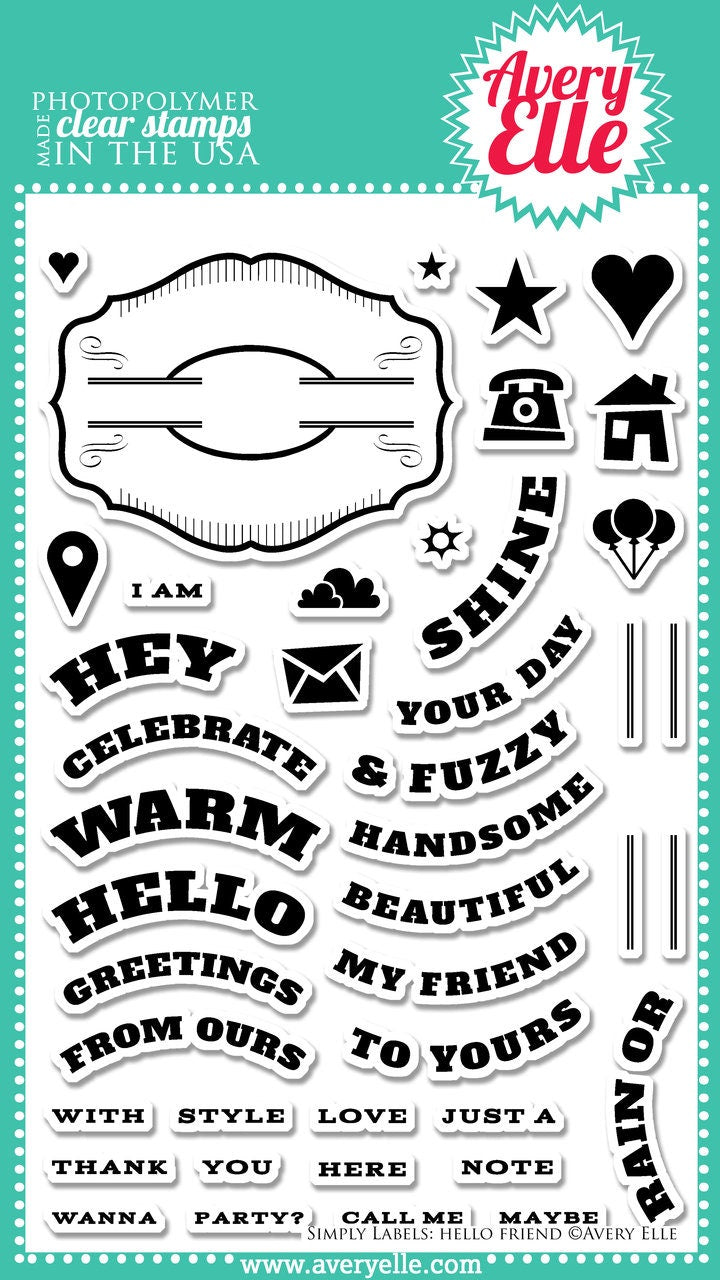 Avery Elle Clear Photopolymer Rubber Stamp Set- Simply Labels Hello Friend