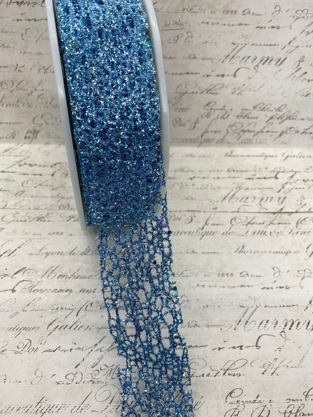 1.5 inch Light Blue Disco Glitter Web Mesh