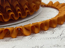 Load image into Gallery viewer, 7/8 inch wide Pleated Golden Autumn Grosgrain Ribbon Ruffle
