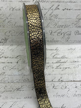 Load image into Gallery viewer, 5/8 Metallic Gold on Black Snakeskin Ribbon
