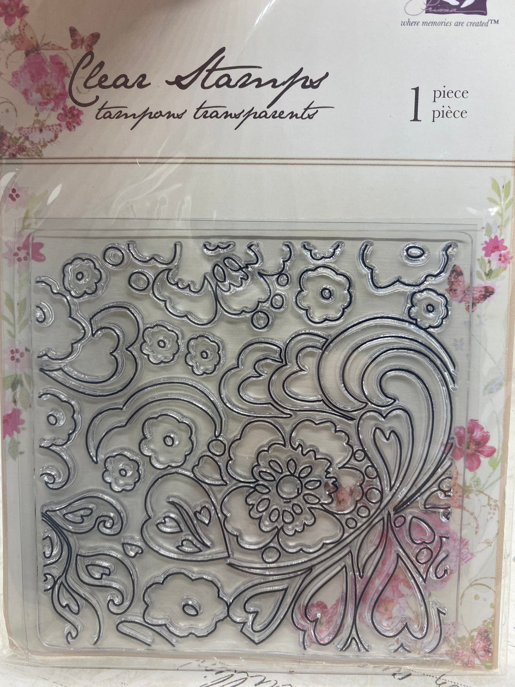 Prima clear rubber background stamp paintable flower