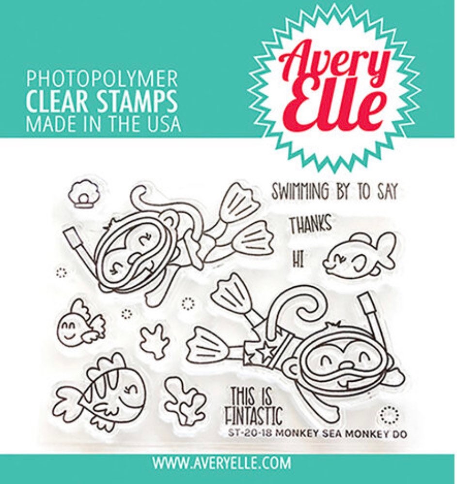 Avery Elle Clear Photopolymer Rubber Stamp Set - monkey sea monkey do