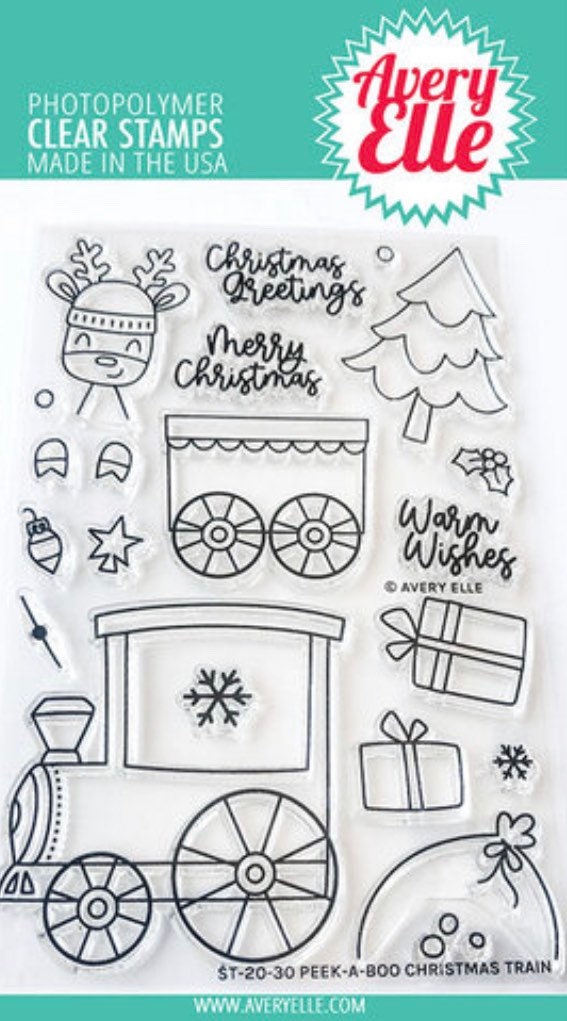 Avery Elle Clear Photopolymer Rubber Stamp Set - Peek A Boo Christmas Train
