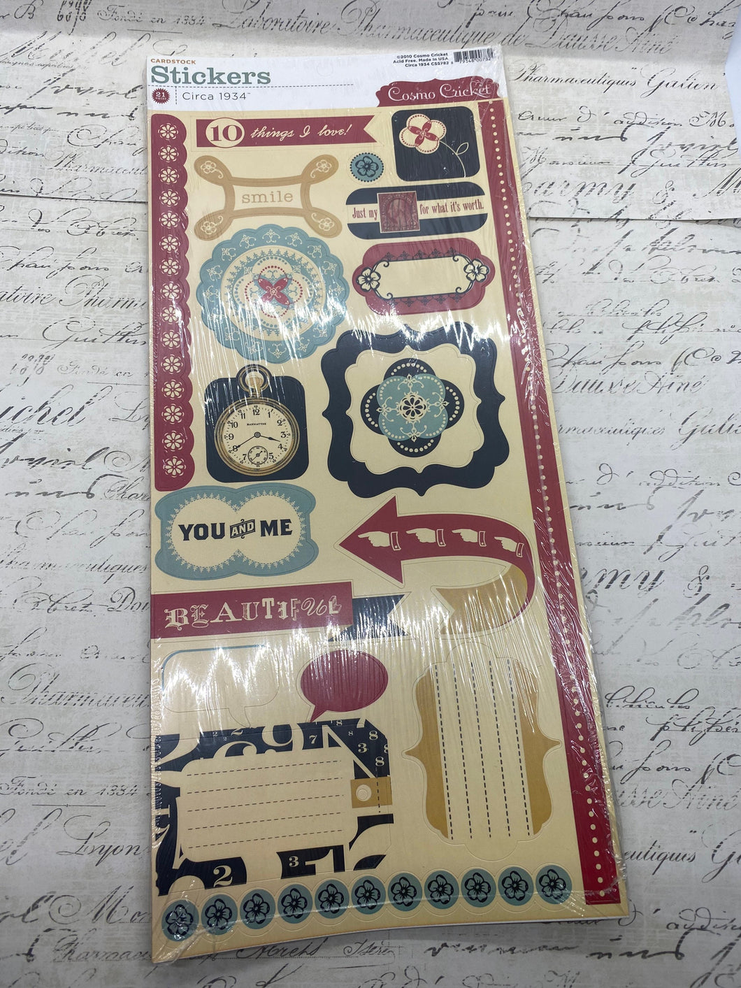 Cosmo Cricket Card stock Stickers - Circa 1934