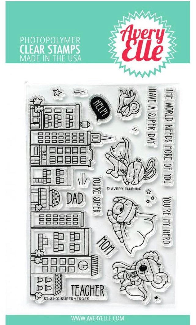 Avery Elle Clear Photopolymer Rubber Stamp Set - Superheroes