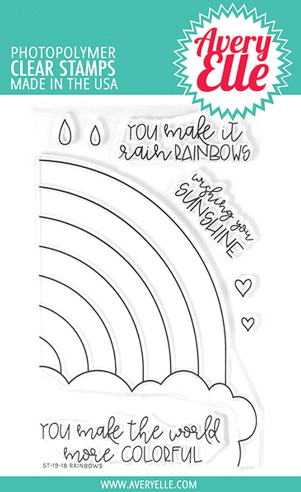 Avery Elle Clear Photopolymer Rubber Stamp Set - Rainbows
