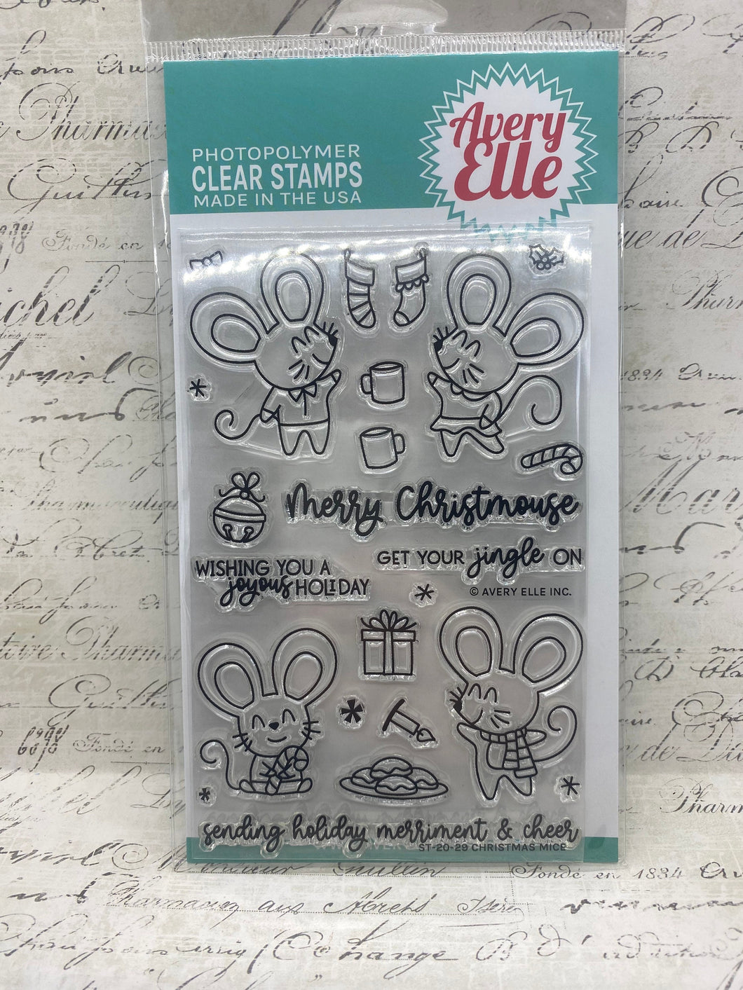 Avery Elle Clear Photopolymer Rubber Stamp Set - Christmas Mice