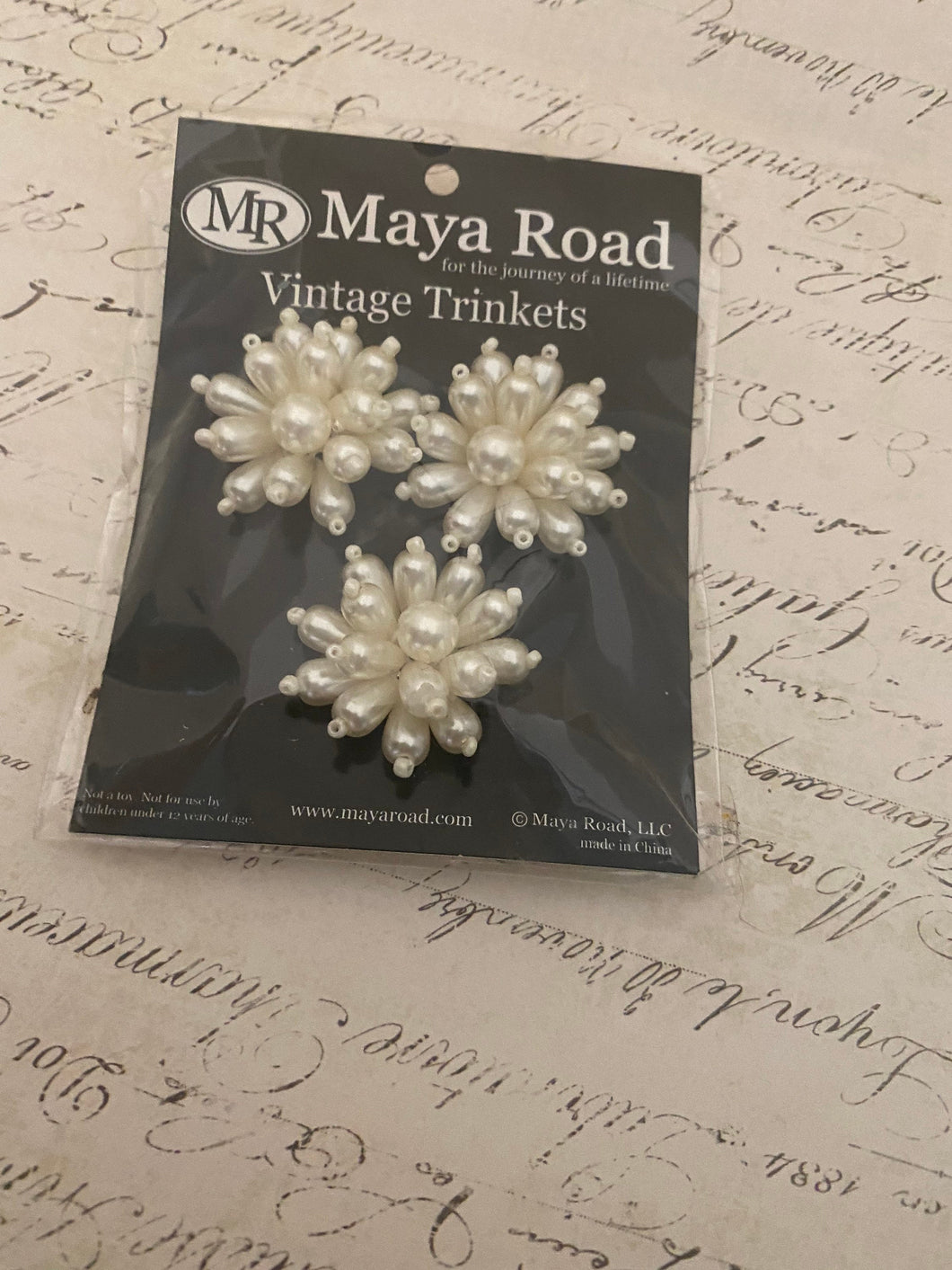 Maya Road Vintage Trinkets Jeweled Pearl Clusters set of 4 Last One