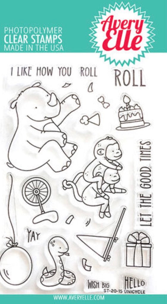 Avery Elle Clear Photopolymer Rubber Stamp Set - Unicycle