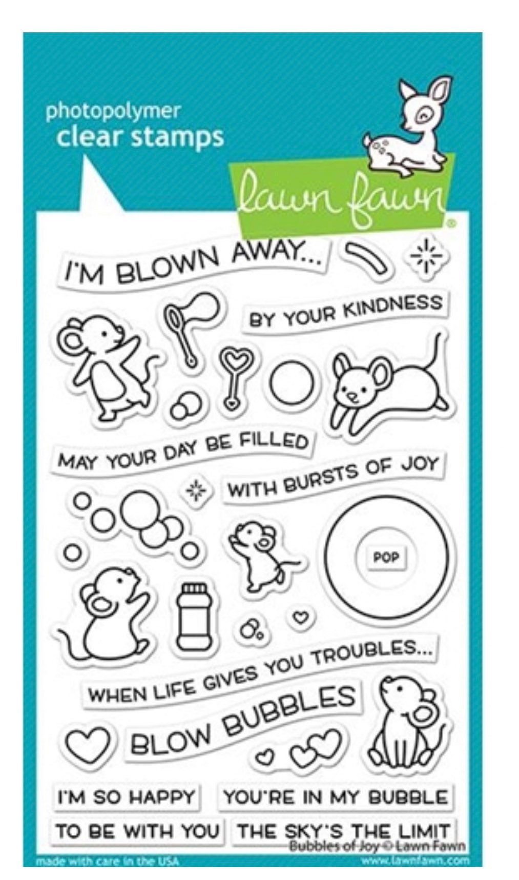 Lawn Fawn Clear Photopolymer Rubber Stamp set- Bubbles of Joy