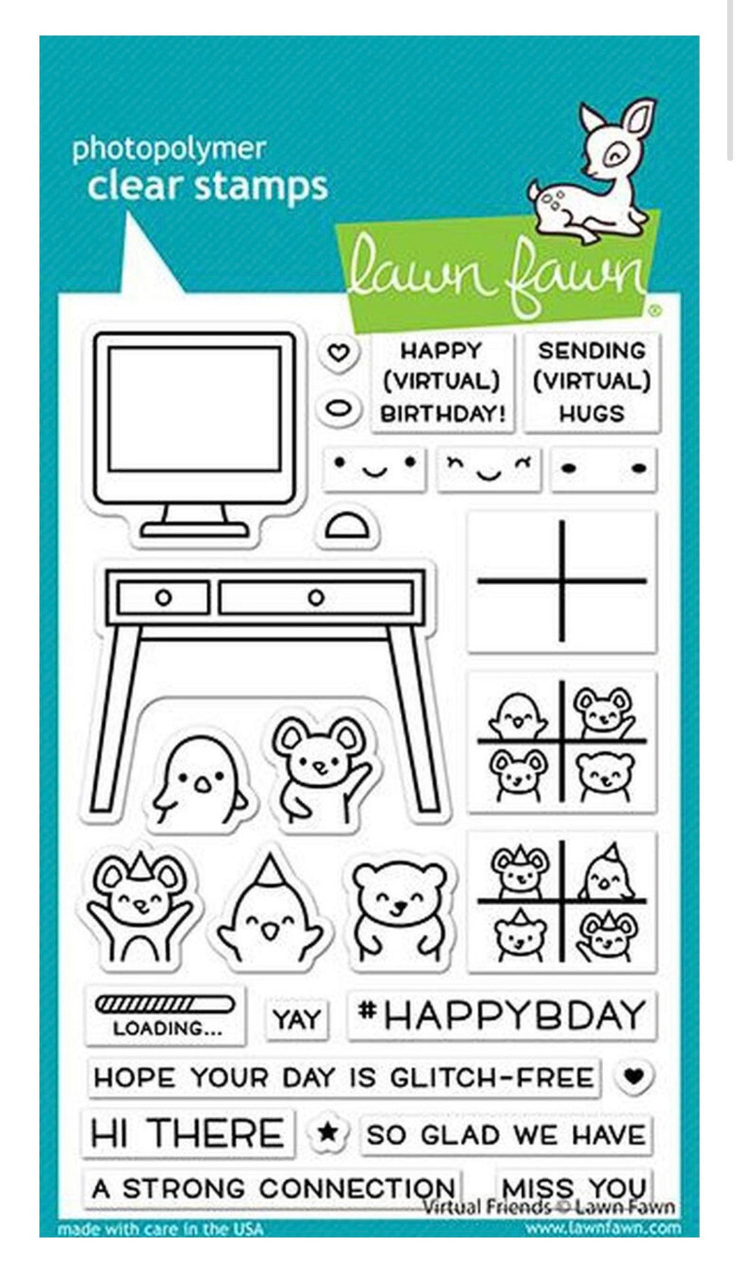 Lawn Fawn Clear Photopolymer Rubber Stamp set- virtual friends