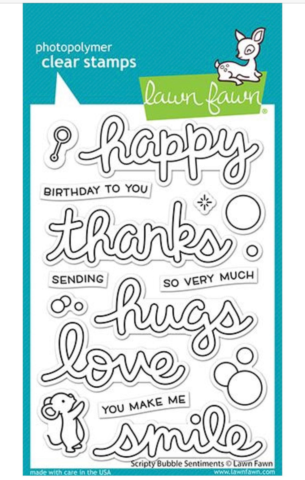 Lawn Fawn Clear Photopolymer Rubber Stamp set- Scripty Bubbles
