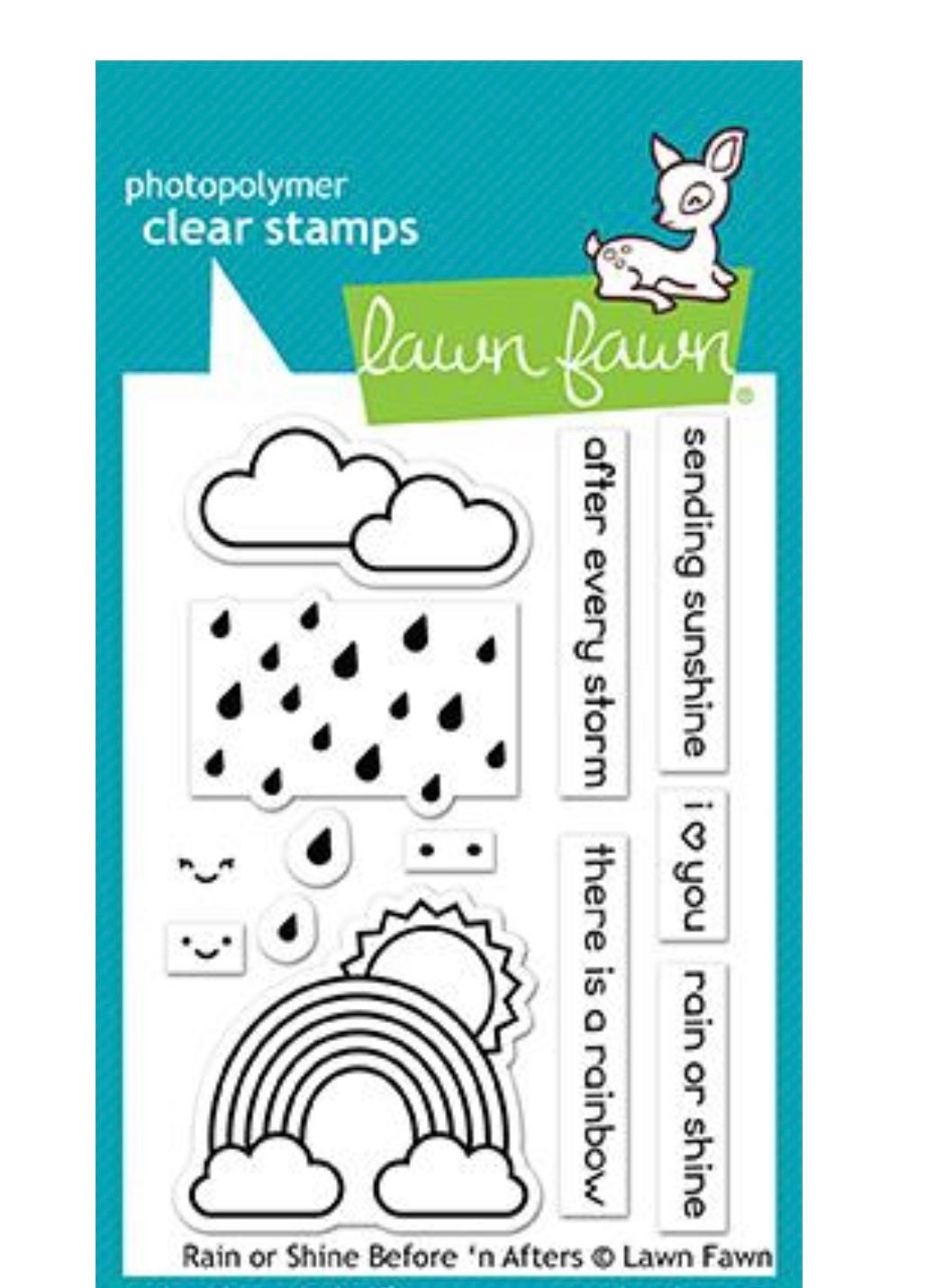 Lawn Fawn Clear Photopolymer Rubber Stamp set- Rain and Shine Before and Afters