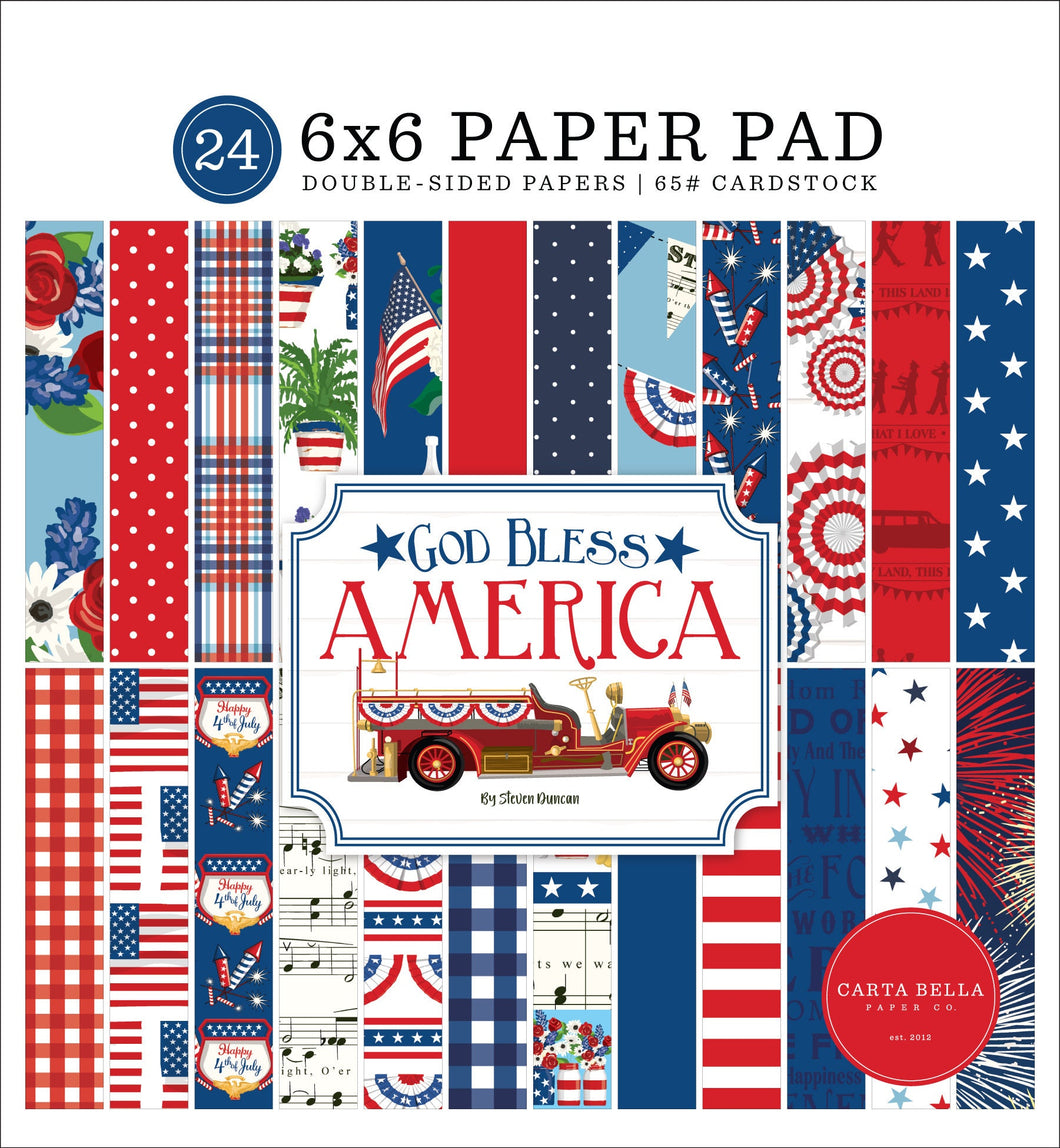 Carta Bella 6x6 Paper Pad Double sided 24 pages God Bless America