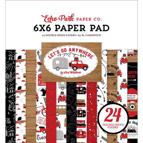 Echo Park 6x6 Paper Pad Double sided 24 pages Let's Go Anywhere