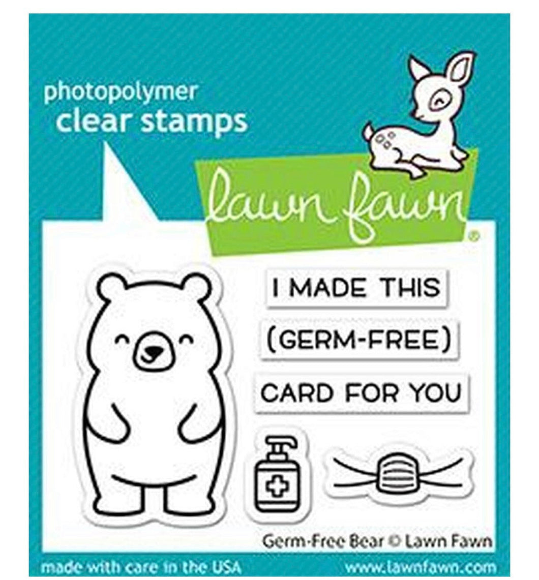 Lawn Fawn Clear Photopolymer Rubber Stamp set - germ free bear