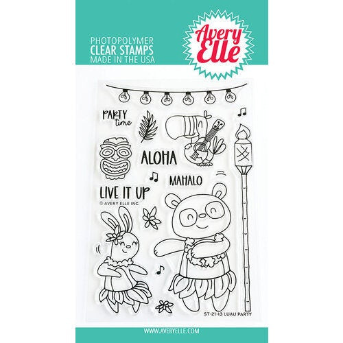 Avery Elle Clear Photopolymer Rubber Stamp Set- Luau Party