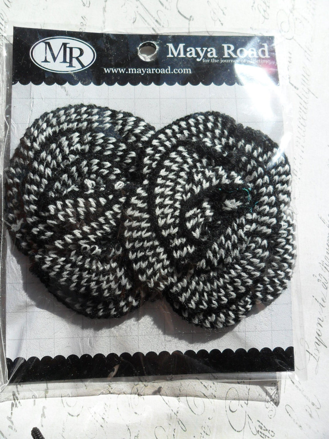 Maya Road Winter's Roses Black and White Herringbone Sweater knit
