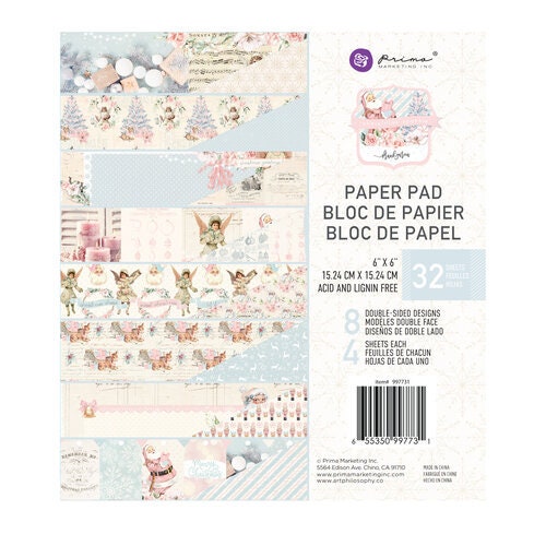 Prima Christmas Sparkle Pastel 6 x 6 paper pad 30 sheets