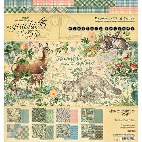 Graphic 45 Woodland Friends Collection paper pad 8x8