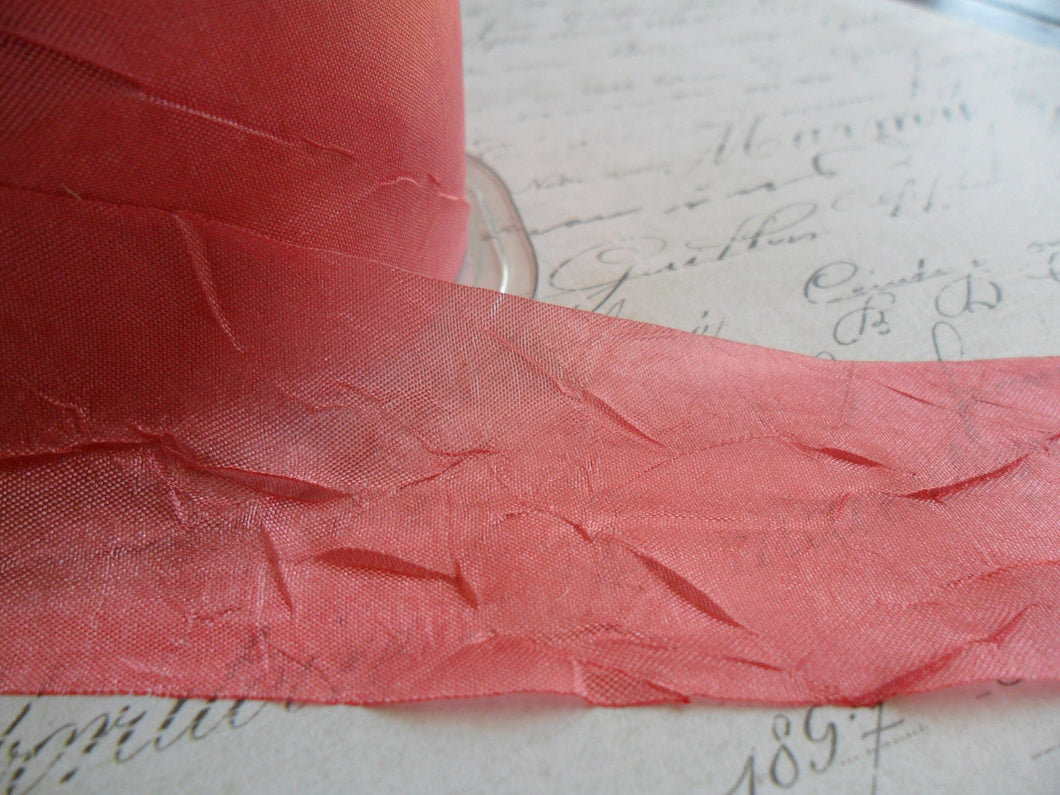 1.5 inch Blushing Rose Silky  Sheer Crushed Ribbon