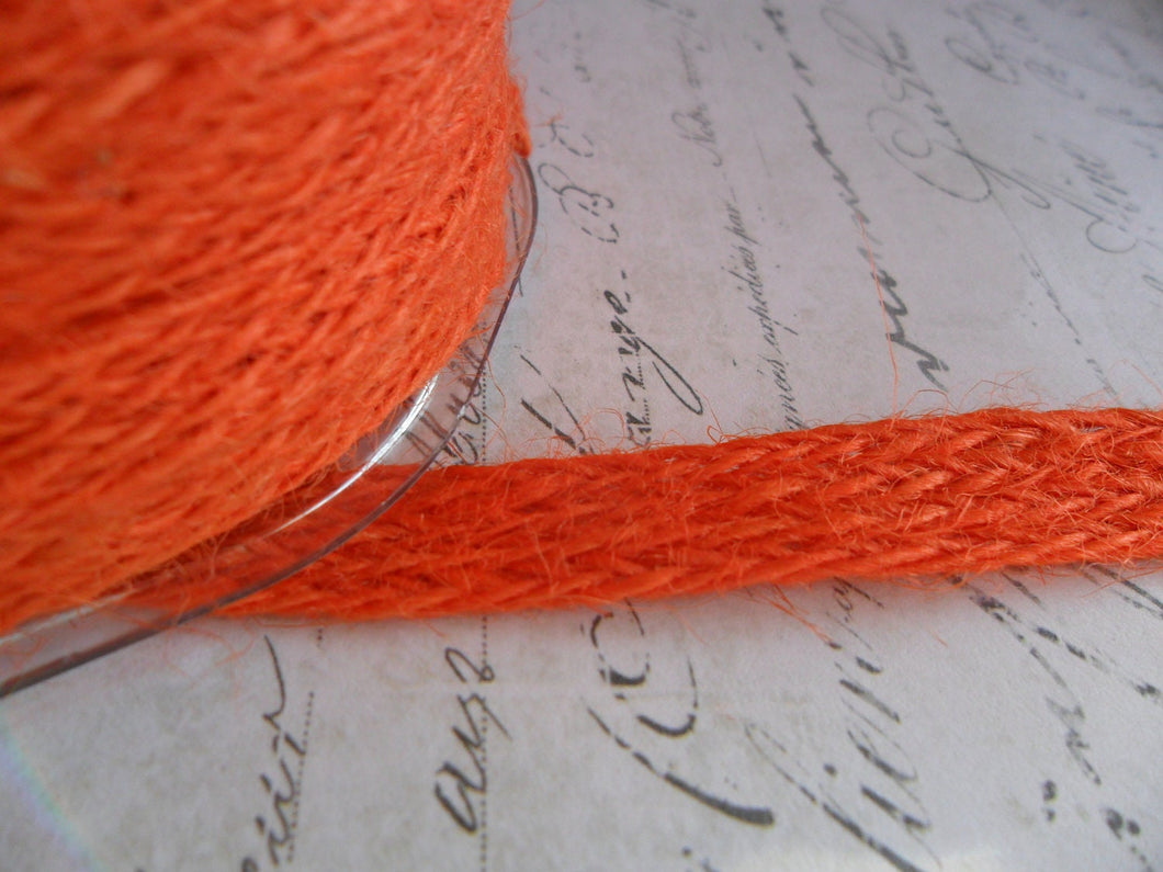 Orange woven Jute Burlap 3/8 wide Braid