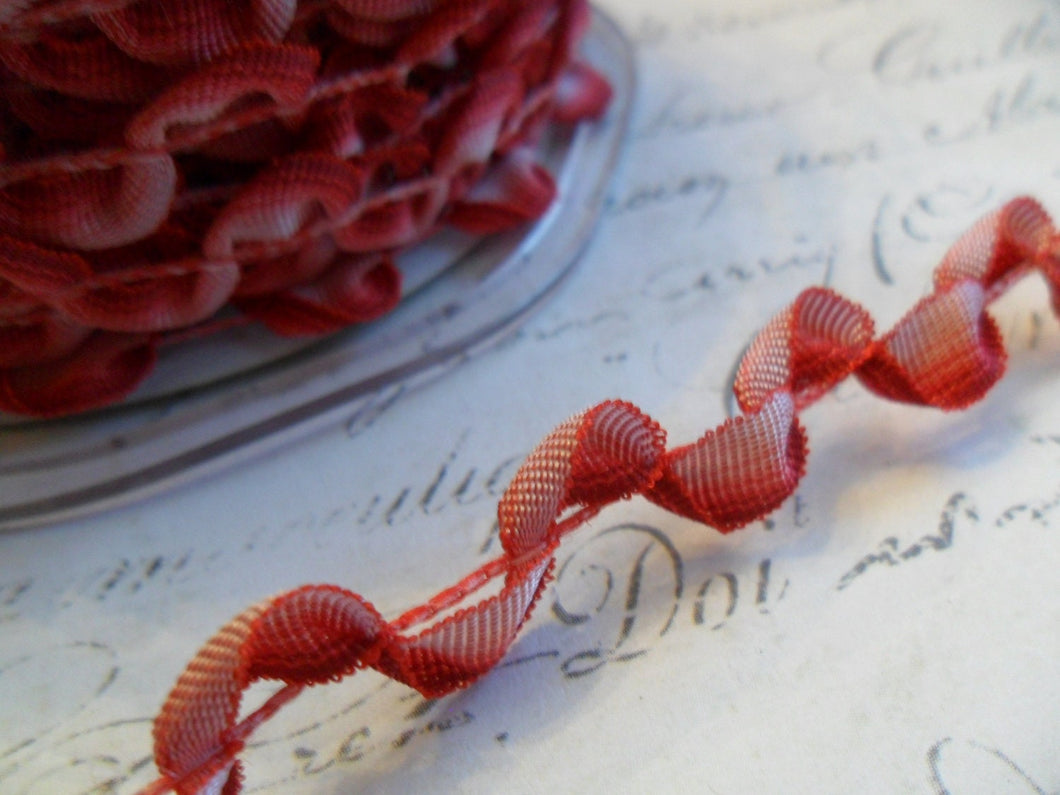 Scalloped two tone Red Ribbon Trim 3/8 wide